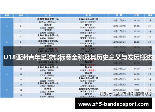 U18亚洲青年足球锦标赛全称及其历史意义与发展概述